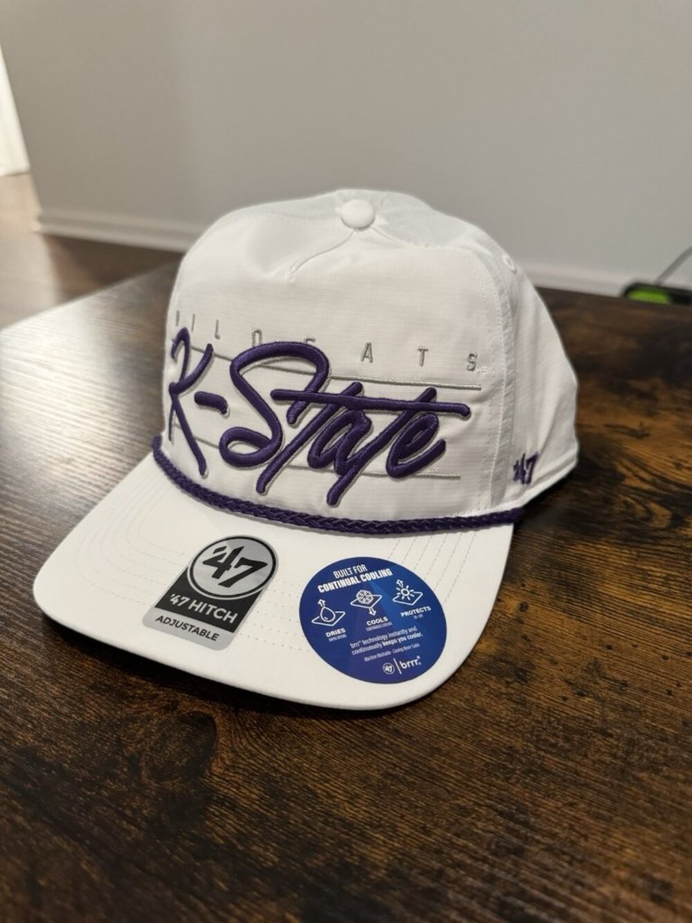 K-State Wildcats '47 Rope Hat White Hitch Adjustable brrr Cooling NWT $42